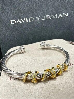 David Yurman Sterling Silver Bracelet with Gold and Silver Accents